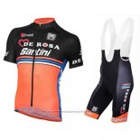 2016 Maillot Cyclisme De Rose Noir et Orange Manches Courtes et Cuissard