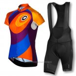 2016 Maillot Cyclisme Femme Assos Orange et Bleu Manches Courtes et Cuissard