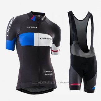 2016 Maillot Cyclisme Femme Orbea Bleu et Noir Manches Courtes et Cuissard