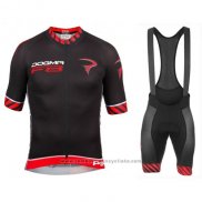 2016 Maillot Cyclisme Pinarello Noir et Rouge Manches Courtes et Cuissard