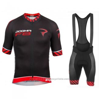 2016 Maillot Cyclisme Pinarello Noir et Rouge Manches Courtes et Cuissard