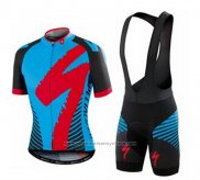 2016 Maillot Cyclisme Specialized Bleu et Noir Manches Courtes et Cuissard