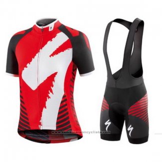 2016 Maillot Cyclisme Specialized Rouge et Noir Manches Courtes et Cuissard