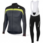 2016 Maillot Cyclisme Sportful Noir et Jaune Manches Longues et Cuissard