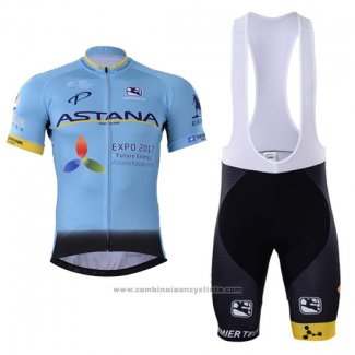 2017 Maillot Cyclisme Astana Bleu Manches Courtes et Cuissard