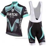 2017 Maillot Cyclisme Bianchi Milano Noir et Vert Manches Courtes et Cuissard