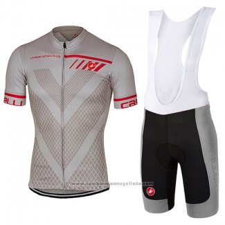 2017 Maillot Cyclisme Castelli Argent Manches Courtes et Cuissard