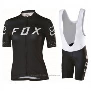 2017 Maillot Cyclisme Femme Fox Noir Manches Courtes et Cuissard