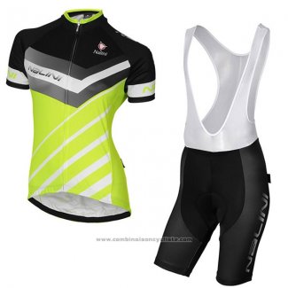 2017 Maillot Cyclisme Femme Nalini Zebrana Vert et Noir Manches Courtes et Cuissard