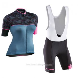 2017 Maillot Cyclisme Femme Northwave Noir et Bleu Manches Courtes et Cuissard