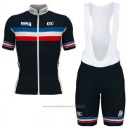 2017 Maillot Cyclisme France Noir Manches Courtes et Cuissard