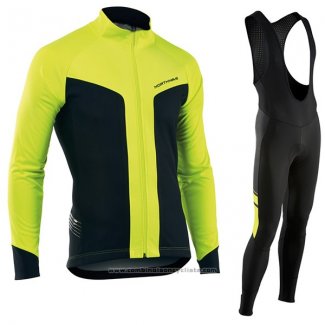 2017 Maillot Cyclisme Nalini Northwave Ml Jaune et Noir Manches Longues et Cuissard