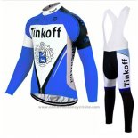 2017 Maillot Cyclisme Tinkoff Bleu Manches Longues et Cuissard