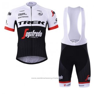 2017 Maillot Cyclisme Trek Segafredo Noir et Blanc Manches Courtes et Cuissard