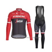 2017 Maillot Cyclisme Trek Segafredo Noir et Rouge Manches Longues et Cuissard