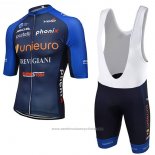 2017 Maillot Cyclisme Unieuro Trevigiani Bleu Manches Courtes et Cuissard