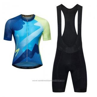 2017 Maillot Cyclisme Ykywbike Aa04 Adh04 Bleu Manches Courtes et Cuissard