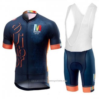 2018 Maillot Cyclisme Castelli Maratona Dles Dolomites-enel Bleu Orange Manches Courtes et Cuissard