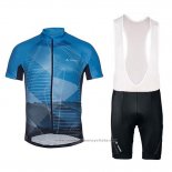 2018 Maillot Cyclisme Vaude Majura Bleu Manches Courtes et Cuissard