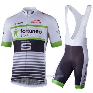 2018 Maillot Cyclisme Fortuneo Samsic Blanc Manches Courtes et Cuissard