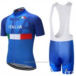 2018 Maillot Cyclisme Italie Bleu Manches Courtes et Cuissard