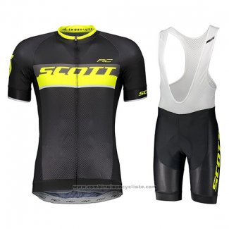 2018 Maillot Cyclisme Scott Rc Jaune Manches Courtes et Cuissard