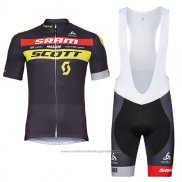 2018 Maillot Cyclisme Scott Sram Noir Manches Courtes et Cuissard