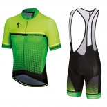 2018 Maillot Cyclisme Specialized Jaune Vert Noir Manches Courtes et Cuissard