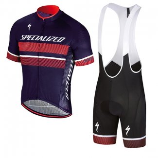 2018 Maillot Cyclisme Specialized Violet Rouge Manches Courtes et Cuissard