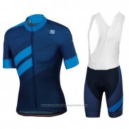 2018 Maillot Cyclisme Sportful Fonce Bleu Manches Courtes et Cuissard