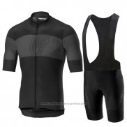 2019 Maillot Cyclisme Castelli Ruota Noir Gris Manches Courtes et Cuissard