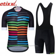 2019 Maillot Cyclisme Etixxl Noir Bleu Manches Courtes et Cuissard