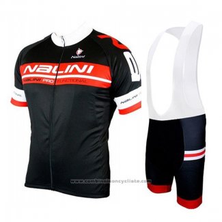 2019 Maillot Cyclisme Nalini Noir Rouge Manches Courtes et Cuissard