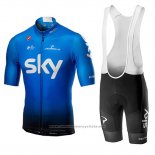 2019 Maillot Cyclisme Sky Bleu Manches Courtes et Cuissard