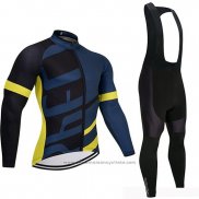 2019 Maillot Cyclisme Specialized Noir Bleu Jaune Manches Longues et Cuissard