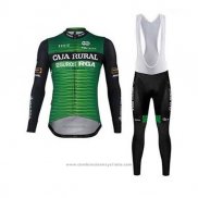 2020 Maillot Cyclisme Caja Rural Vert Noir Manches Longues et Cuissard