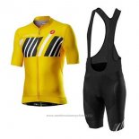 2020 Maillot Cyclisme Castelli Jaune Noir Manches Courtes et Cuissard