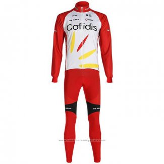 2020 Maillot Cyclisme Cofidis Blanc Rouge Manches Longues et Cuissard