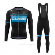 2020 Maillot Cyclisme Cube Bleu Noir Manches Longues et Cuissard