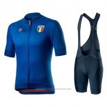 2020 Maillot Cyclisme Italie Bleu Manches Courtes et Cuissard