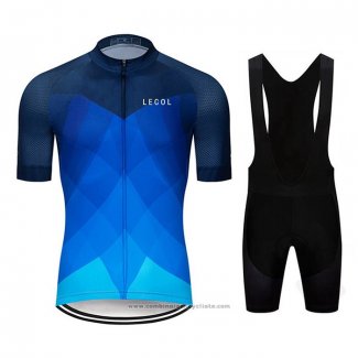 2020 Maillot Cyclisme Le Col Bleu Clair Profond Bleu Manches Courtes et Cuissard