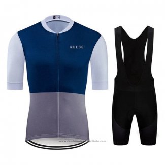 2020 Maillot Cyclisme NDLSS Gris Bleu Manches Courtes et Cuissard