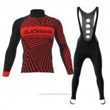 2021 Maillot Cyclisme Bjorka Rouge Manches Longues et Cuissard