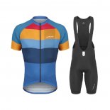 2021 Maillot Cyclisme de Marchi Jaune Bleu Manches Courtes et Cuissard