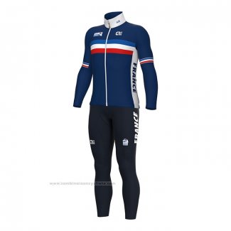 2022 Maillot Cyclisme France Bleu Manches Longues et Cuissard