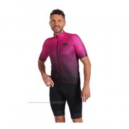 2022 Maillot Cyclisme Gore Violet Noir Manches Courtes et Cuissard