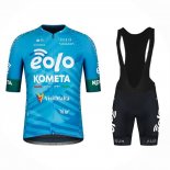 2023 Maillot Cyclisme Eolo Kometa Bleu Manches Courtes et Cuissard