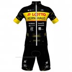 2023 Maillot Cyclisme Lotto-kern Haus Noir Jaune Manches Courtes Et Cuissard