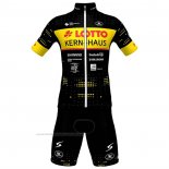 2023 Maillot Cyclisme Lotto-kern Haus Noir Jaune Manches Courtes Et Cuissard