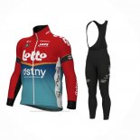 2024 Maillot Cyclisme Lotto Dstny Bleu Clair Rouge Manches Longues Et Cuissard